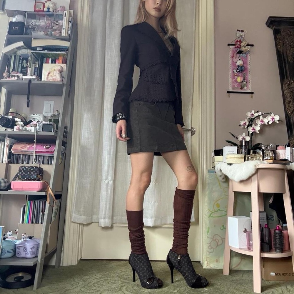 Urban Outfitters BDG dark olive green corduroy mini skirt